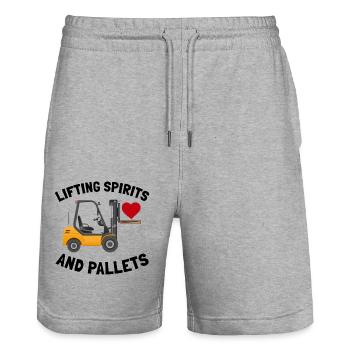 Forklift Operator Heavy Equipment Driver Funny - Stanley/Stella Trainer Unisex Organic Jogging Shorts - heather grey - Front - Nik (191cm) & Marisol (170cm)