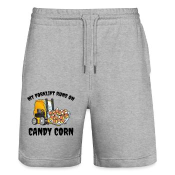 Halloween Forklift Operator Candy Corn - Stanley/Stella Trainer Unisex Organic Jogging Shorts - heather grey - Front - Nik (191cm) & Marisol (170cm)