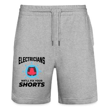 Elektriker Humor Elektrotechniker Ingenieur - Stanley/Stella Unisex Bio Joggingshorts Trainer  - Grau meliert - Vorne - Nik (191cm) & Marisol (170cm)