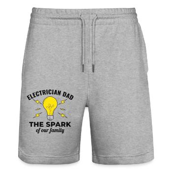 Elektriker Vater Elektrotechniker Ingenieur - Stanley/Stella Unisex Bio Joggingshorts Trainer  - Grau meliert - Vorne - Nik (191cm) & Marisol (170cm)