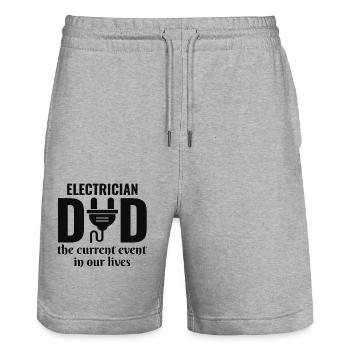 Electrician Dad Electrical Technician Engineer - Stanley/Stella Trainer Unisex Organic Jogging Shorts - heather grey - Front - Nik (191cm) & Marisol (170cm)