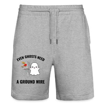 Electrician Halloween Ghost Ground Wire Fun - Stanley/Stella Trainer Unisex Organic Jogging Shorts - heather grey - Front - Nik (191cm) & Marisol (170cm)