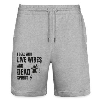 Elektriker Halloween Humor Live Wires Toter Geist - Stanley/Stella Unisex Bio Joggingshorts Trainer  - Grau meliert - Vorne - Nik (191cm) & Marisol (170cm)