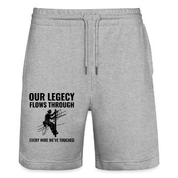 Lineman Legacy Wires Engagement Stromnetz Stolz - Stanley/Stella Unisex Bio Joggingshorts Trainer  - Grau meliert - Vorne - Nik (191cm) & Marisol (170cm)