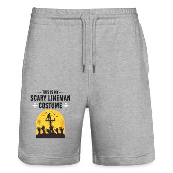 Costume de monteur de ligne effrayant Halloween Power Line Design - Short de jogging bio TRAINER Stanley/Stella unisexe - gris chiné - Devant - Nik (191cm) & Marisol (170cm)