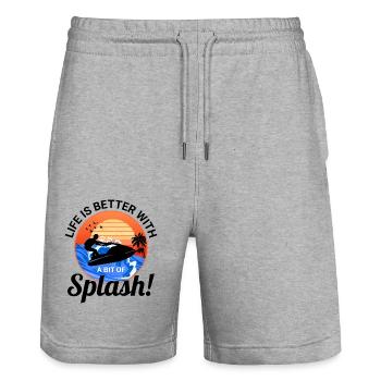 La vie est meilleure avec un peu de jet ski splash - Short de jogging bio TRAINER Stanley/Stella unisexe - gris chiné - Devant - Nik (191cm) & Marisol (170cm)