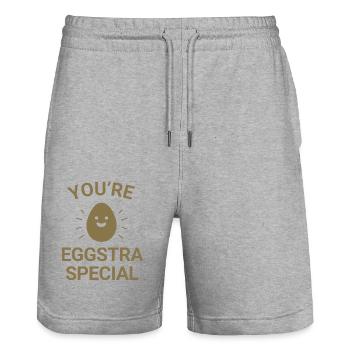 Vous êtes spécial eggstra - Short de jogging bio TRAINER Stanley/Stella unisexe - gris chiné - Devant - Nik (191cm) & Marisol (170cm)