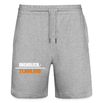 Unendlich geteilt durch 21 Millionen - Stanley/Stella Unisex Bio Joggingshorts Trainer  - Grau meliert - Vorne - Nik (191cm) & Marisol (170cm)