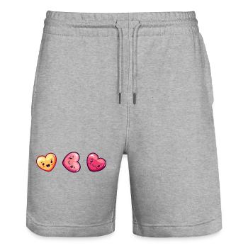 Hearts Love Colorful - Stanley/Stella Trainer Unisex Organic Jogging Shorts - heather grey - Front - Nik (191cm) & Marisol (170cm)