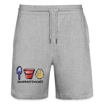 Sandkasten Chef / Spielzeug / Spielplatz / Sommer - Stanley/Stella Unisex Bio Joggingshorts Trainer  - Grau meliert - Vorne - Nik (191cm) & Marisol (170cm)