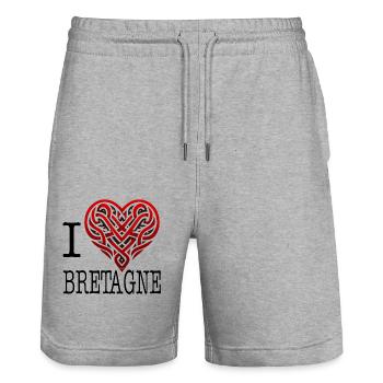 Ich liebe Brittany Celtic Heart Tribal - Stanley/Stella Unisex Bio Joggingshorts Trainer  - Grau meliert - Vorne - Nik (191cm) & Marisol (170cm)
