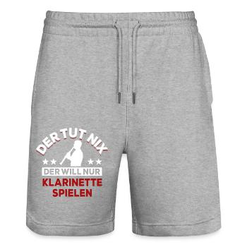 Der tut nix der will nur Klarinette spielen - Stanley/Stella Unisex Bio Joggingshorts Trainer  - Grau meliert - Vorne - Nik (191cm) & Marisol (170cm)
