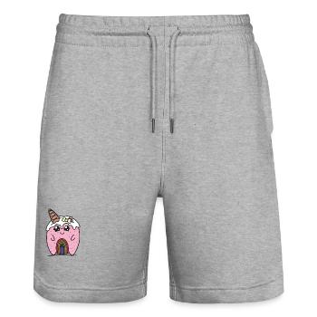 Stacy - Stanley/Stella Unisex Bio Joggingshorts Trainer  - Grau meliert - Vorne - Nik (191cm) & Marisol (170cm)