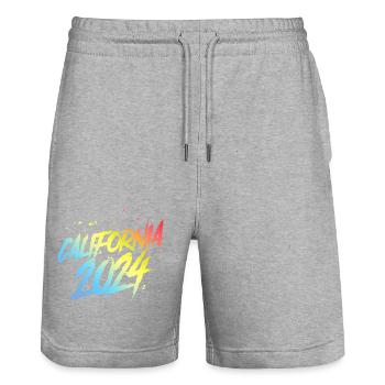 California 2024 Colorful Holiday Team - Stanley/Stella Trainer Unisex Organic Jogging Shorts - heather grey - Front - Nik (191cm) & Marisol (170cm)