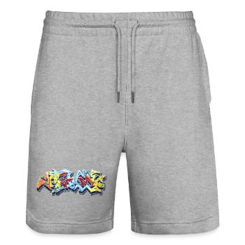 NZYM ONE STYLE #001 - Stanley/Stella Unisex Bio Joggingshorts Trainer  - Grau meliert - Vorne - Nik (191cm) & Marisol (170cm)