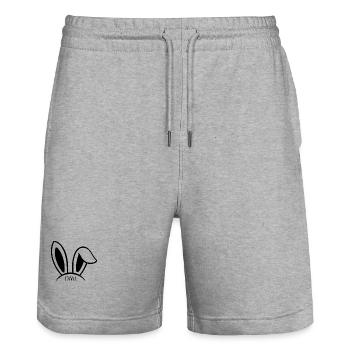 oreilles lapin DML (noir) - Short de jogging bio TRAINER Stanley/Stella unisexe - gris chiné - Devant - Nik (191cm) & Marisol (170cm)
