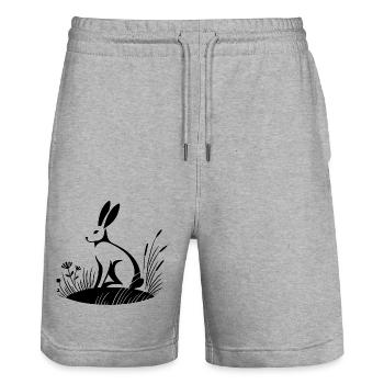 Hase - Stanley/Stella Unisex Bio Joggingshorts Trainer  - Grau meliert - Vorne - Nik (191cm) & Marisol (170cm)