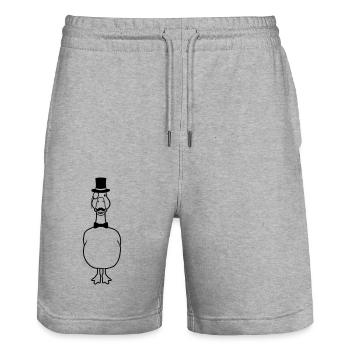 Lunettes monocle Sir Goose - Short de jogging bio TRAINER Stanley/Stella unisexe - gris chiné - Devant - Nik (191cm) & Marisol (170cm)
