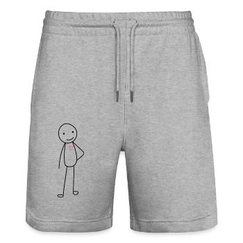 Stick figure with heart - Stanley/Stella Trainer Unisex Organic Jogging Shorts - heather grey - Front - Nik (191cm) & Marisol (170cm)