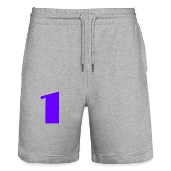 1. 1 AN. 1er ANNIVERSAIRE. ANNIVERSAIRE 1 AN - Short de jogging bio TRAINER Stanley/Stella unisexe - gris chiné - Devant - Nik (191cm) & Marisol (170cm)