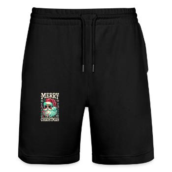 Merry Christmas Family Xmas merry christmas - Stanley/Stella Trainer Unisex Organic Jogging Shorts - black - Front - Nik (191cm) & Marisol (170cm)