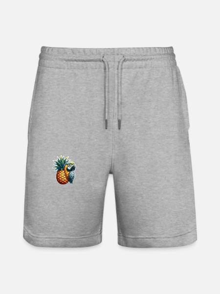 Parrot on a pineapple - Stanley/Stella Trainer Unisex Organic Jogging Shorts - heather grey