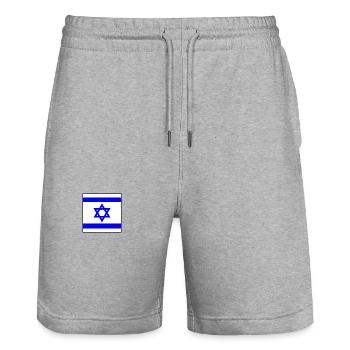 Israel - Stanley/Stella Trainer Unisex Organic Jogging Shorts - heather grey - Front - Nik (191cm) & Marisol (170cm)