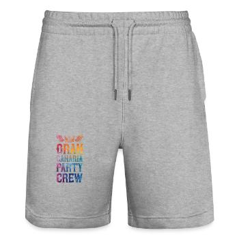 Dicton de l’équipe de fête de Gran Canaria - Short de jogging bio TRAINER Stanley/Stella unisexe - gris chiné - Devant - Nik (191cm) & Marisol (170cm)