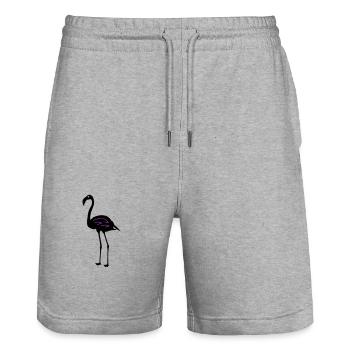 Flamingo Symbol - Stanley/Stella Trainer Unisex Organic Jogging Shorts - heather grey - Front - Nik (191cm) & Marisol (170cm)