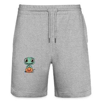 Echse Halloween Lustig Zombie - Stanley/Stella Unisex Bio Joggingshorts Trainer  - Grau meliert - Vorne - Nik (191cm) & Marisol (170cm)
