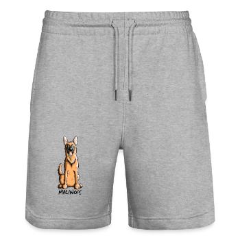 Funny Malinois - Belgian Shepherd Dog - Stanley/Stella Trainer Unisex Organic Jogging Shorts - heather grey - Front - Nik (191cm) & Marisol (170cm)