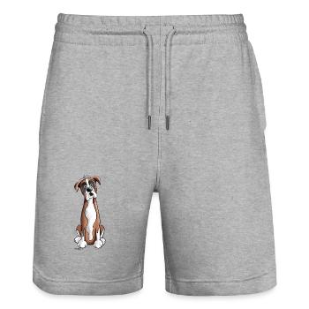 Funny Deutscher Boxer - Stanley/Stella Unisex Bio Joggingshorts Trainer  - Grau meliert - Vorne - Nik (191cm) & Marisol (170cm)