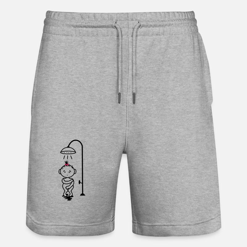 scheues Mädchen unter der Dusche - Stanley/Stella Unisex Bio Joggingshorts Trainer  - Grau meliert