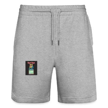 Bye bye Kita Hallo Schule Schulbeginn Einschulung - Stanley/Stella Unisex Bio Joggingshorts Trainer  - Grau meliert - Vorne - Nik (191cm) & Marisol (170cm)