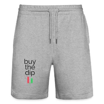 Buy the dip - Für alle Finance Bros - Stanley/Stella Unisex Bio Joggingshorts Trainer  - Grau meliert - Vorne - Nik (191cm) & Marisol (170cm)