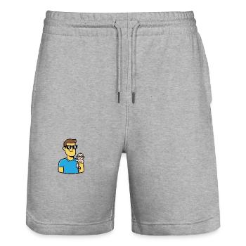 Dad & Baby | Cool father & child partner look - Stanley/Stella Trainer Unisex Organic Jogging Shorts - heather grey - Front - Nik (191cm) & Marisol (170cm)