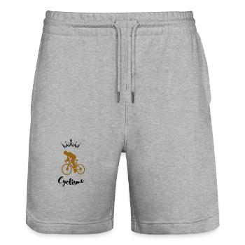 Cycliste Silhouette  - Short de jogging bio TRAINER Stanley/Stella unisexe - gris chiné - Devant - Nik (191cm) & Marisol (170cm)