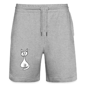 Katze Katzen Haustier Kinder Miau  - Stanley/Stella Unisex Bio Joggingshorts Trainer  - Grau meliert - Vorne - Nik (191cm) & Marisol (170cm)