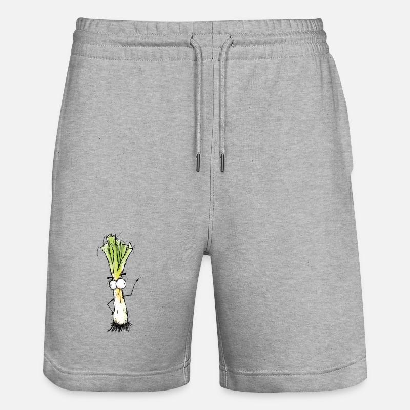 Leek - Stanley/Stella Trainer Unisex Organic Jogging Shorts - heather grey