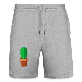 cactus - Stanley/Stella Trainer Unisex Organic Jogging Shorts - heather grey - Front - Nik (191cm) & Marisol (170cm)