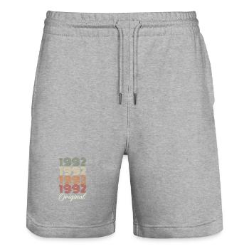1992 Original Vintage Birthday Gift 1992 - Stanley/Stella Trainer Unisex Organic Jogging Shorts - heather grey - Front - Nik (191cm) & Marisol (170cm)