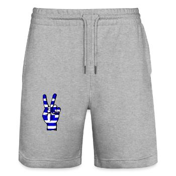 Griechenland Flagge Frieden Victory Symbol - Stanley/Stella Unisex Bio Joggingshorts Trainer  - Grau meliert - Vorne - Nik (191cm) & Marisol (170cm)