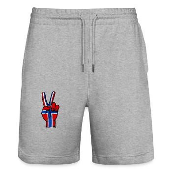 Drapeau de la Norvège Symbole de la Victoire de la Paix - Short de jogging bio TRAINER Stanley/Stella unisexe - gris chiné - Devant - Nik (191cm) & Marisol (170cm)