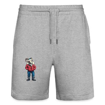 Bergziege Lustig Winter - Stanley/Stella Unisex Bio Joggingshorts Trainer  - Grau meliert - Vorne - Nik (191cm) & Marisol (170cm)
