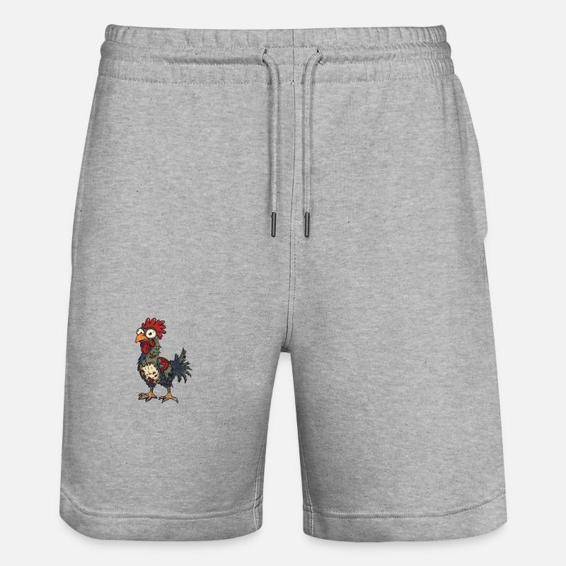 Coq Halloween Drôle Zombie - Short de jogging bio TRAINER Stanley/Stella unisexe - gris chiné