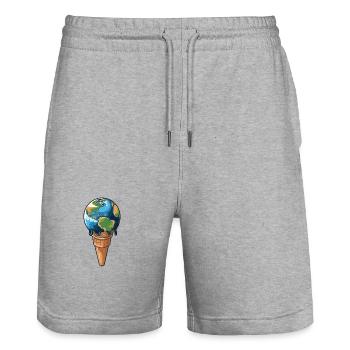 La terre fond - Short de jogging bio TRAINER Stanley/Stella unisexe - gris chiné - Devant - Nik (191cm) & Marisol (170cm)