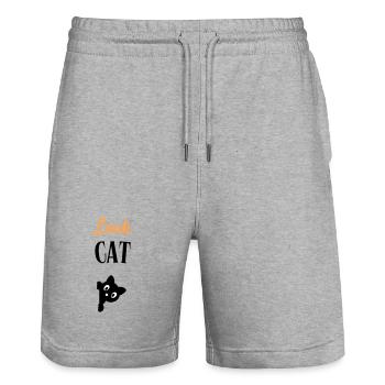 Look Cat - Stanley/Stella Trainer Unisex Organic Jogging Shorts - heather grey - Front - Nik (191cm) & Marisol (170cm)