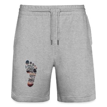  Eine Reise Von 1000 Meilen Beginnt Mit Dem Ersten - Stanley/Stella Unisex Bio Joggingshorts Trainer  - Grau meliert - Vorne - Nik (191cm) & Marisol (170cm)