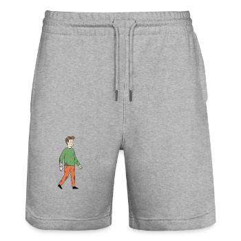 Héros blessé cartoon - Short de jogging bio TRAINER Stanley/Stella unisexe - gris chiné - Devant - Nik (191cm) & Marisol (170cm)