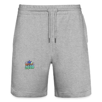Malle 2025 Krone - Mallorca Holidays - Stanley/Stella Trainer Unisex Organic Jogging Shorts - heather grey - Front - Nik (191cm) & Marisol (170cm)